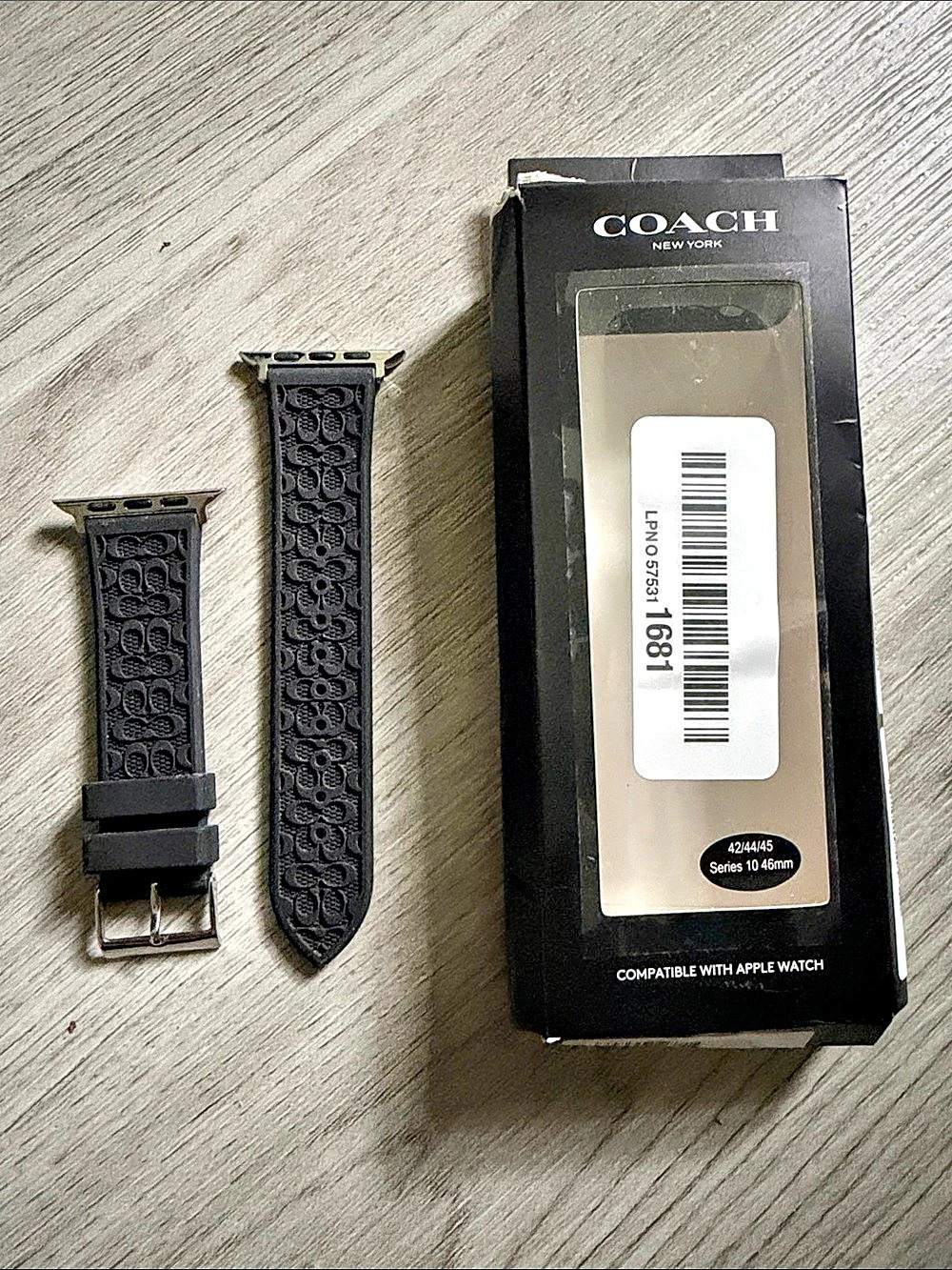 Coach Signature Black Silicone Apple Watch Strap Apple Watch Band Black NOB